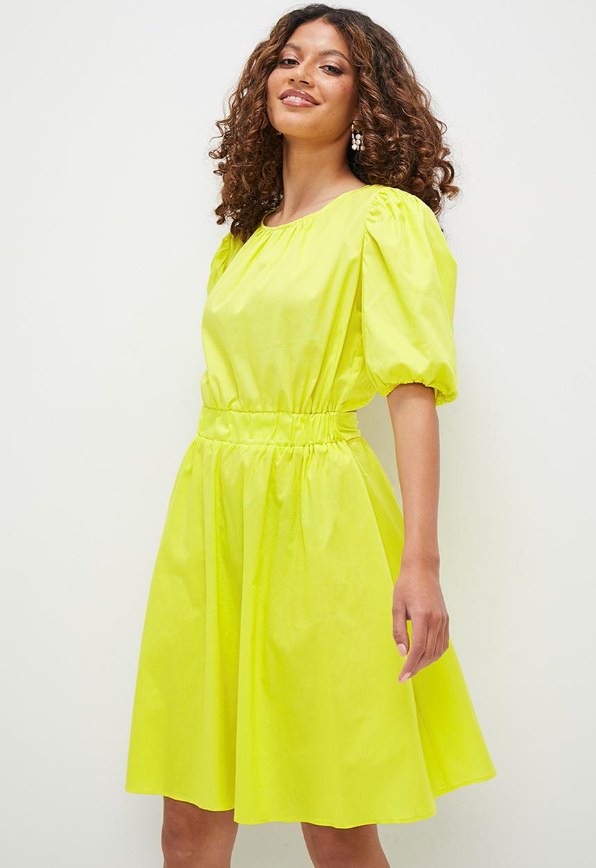 MILLA - Puff sleeve fit & flare mini dress - lemon verbena