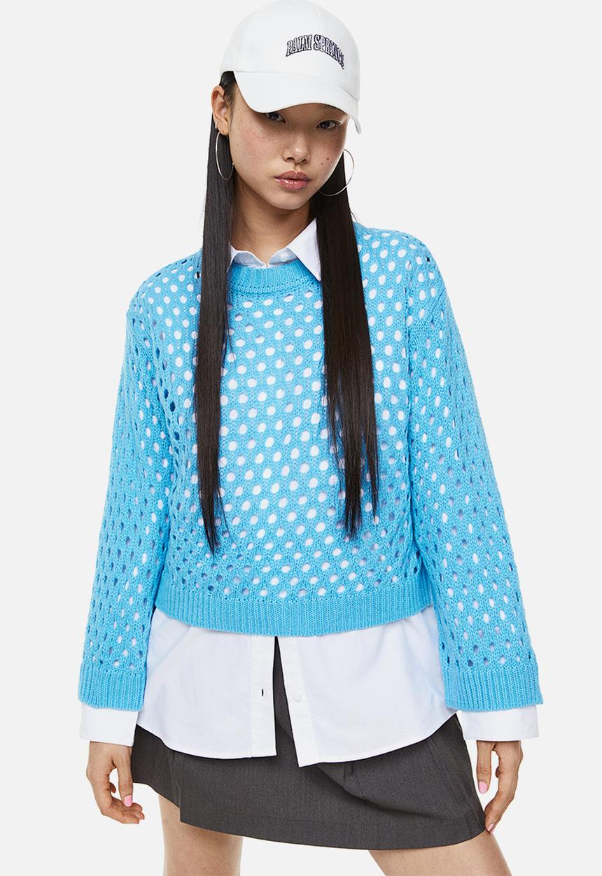 H&M - Hole-knit jumper - blue