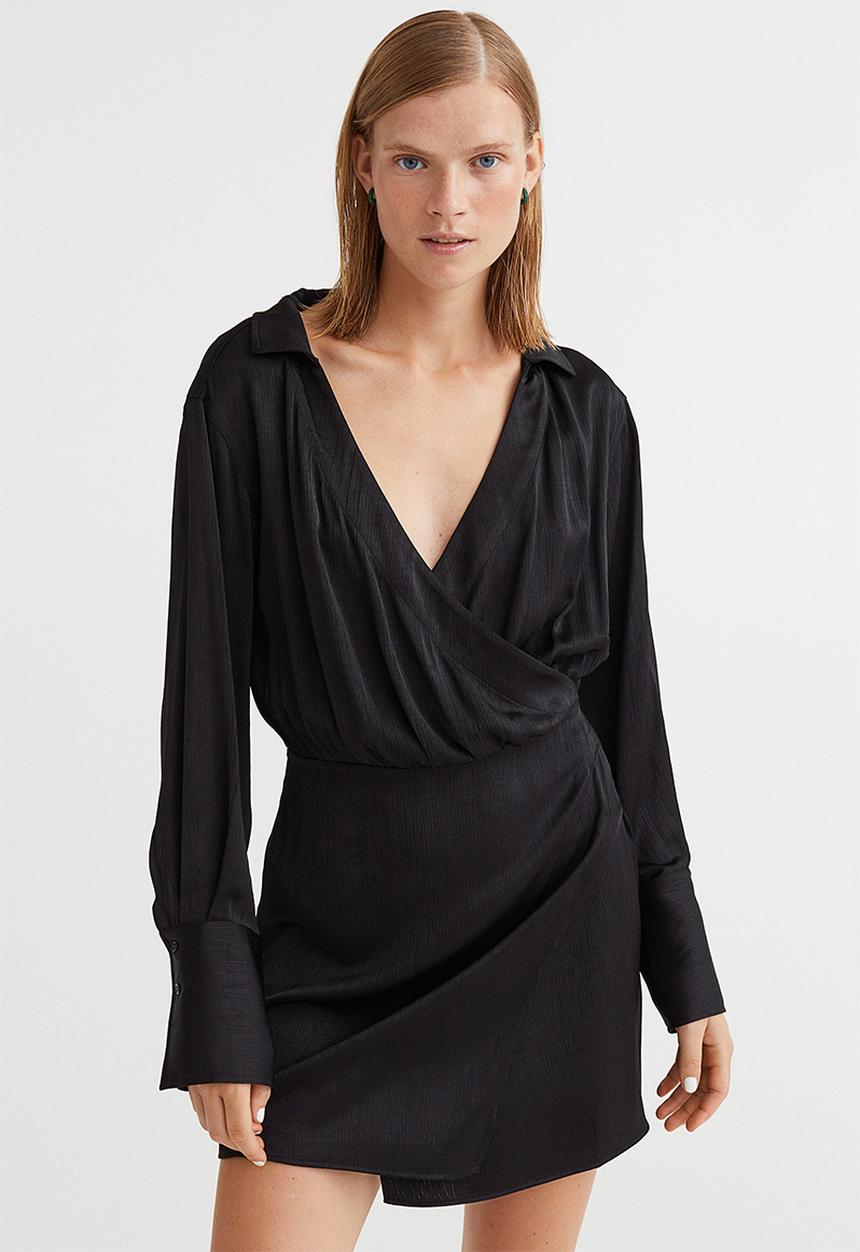 H&M - Short wrapover dress - black