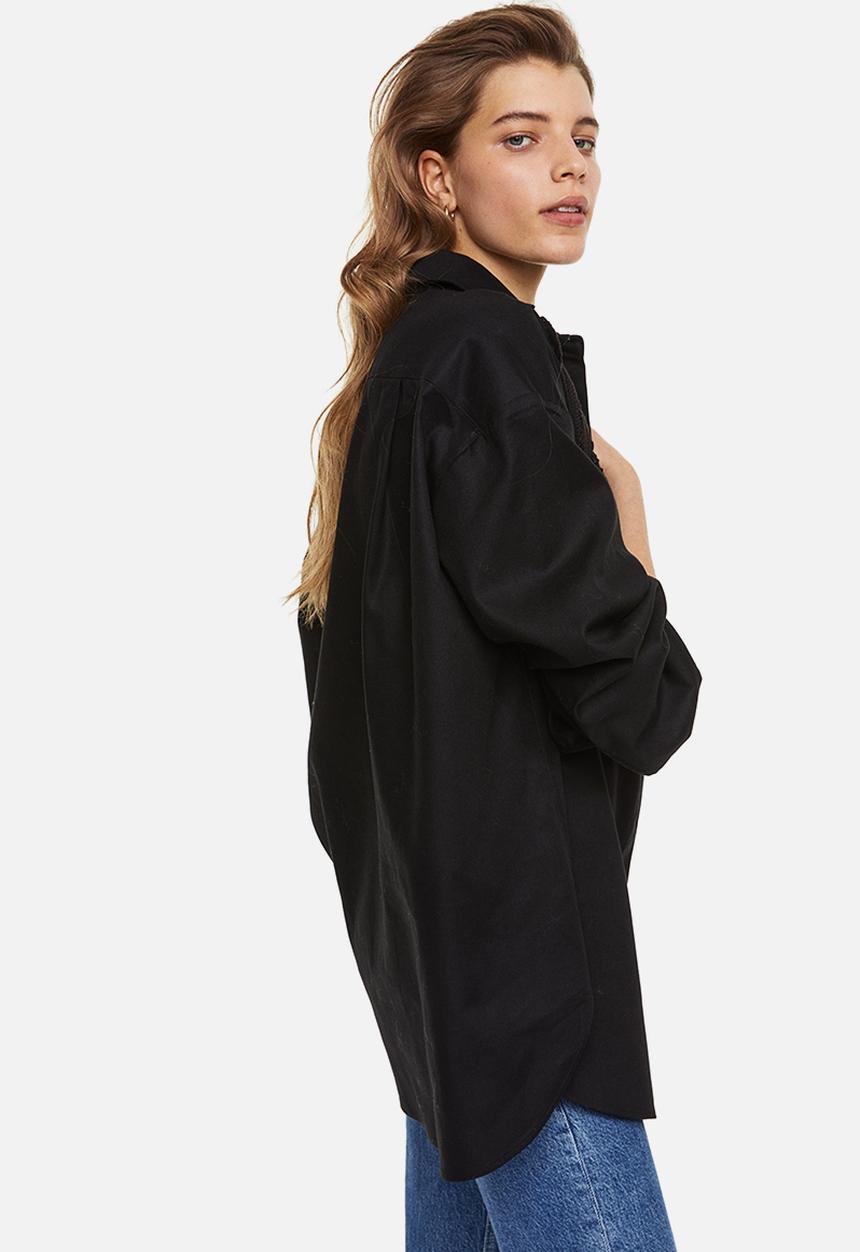 H&M - Lace-detail shirt - black
