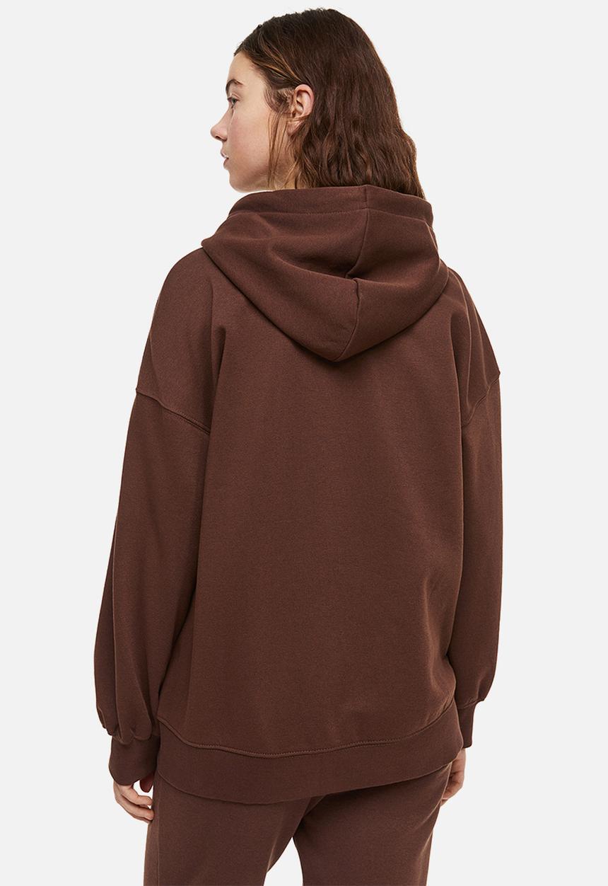 H&M - Oversized zip-through hoodie - dark brown 
