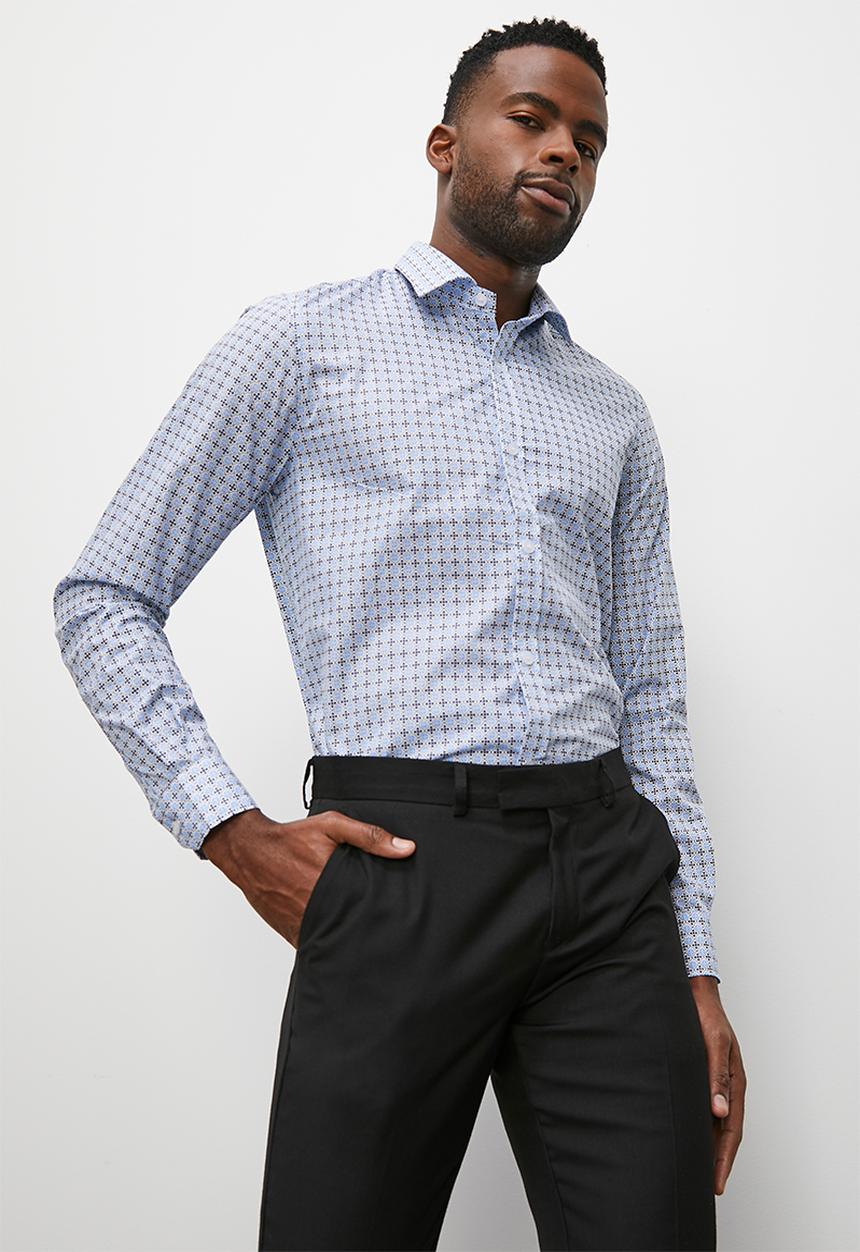 Superbalist - All over print l/s minimal shirt - blue