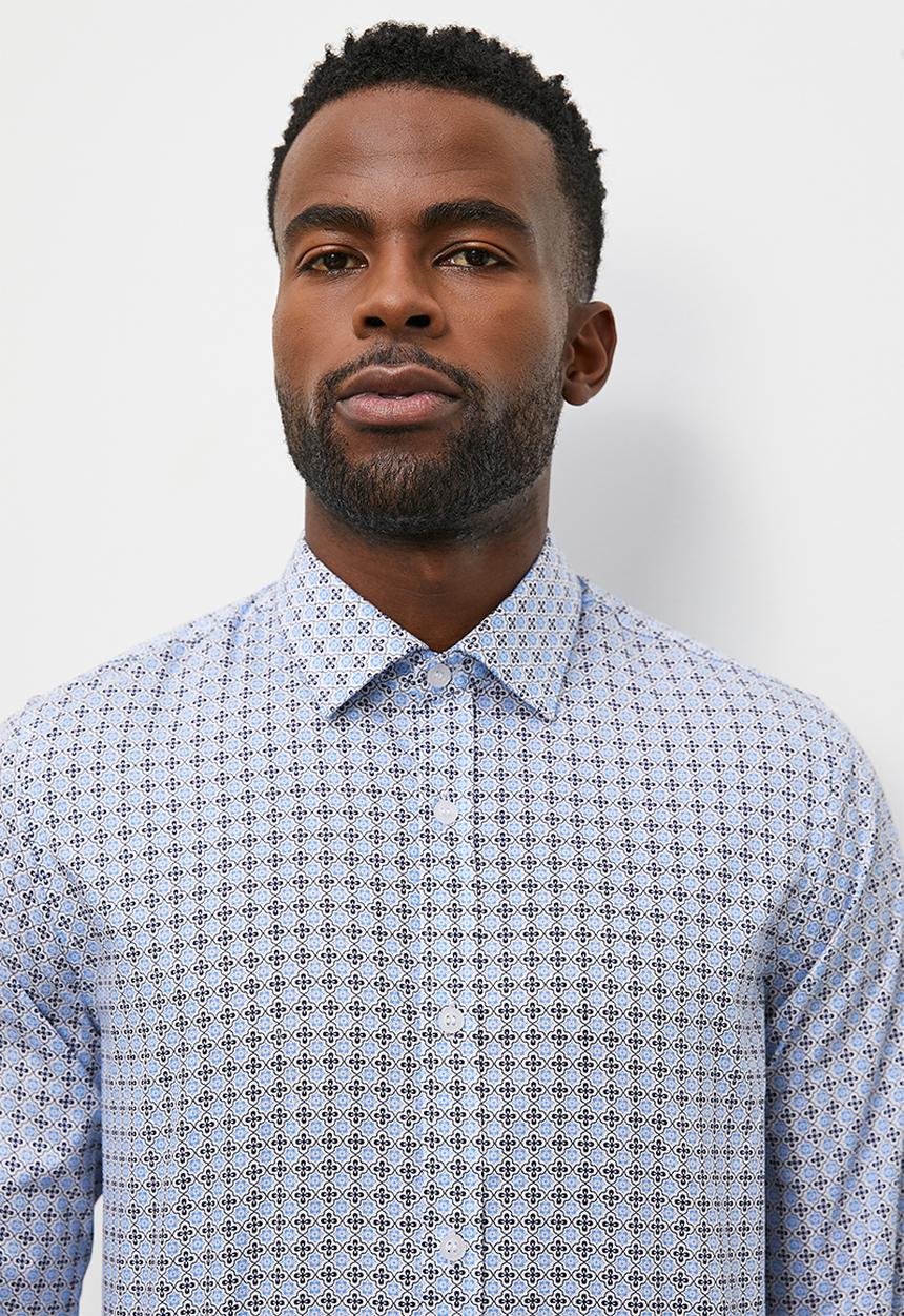 Superbalist - All over print l/s minimal shirt - blue