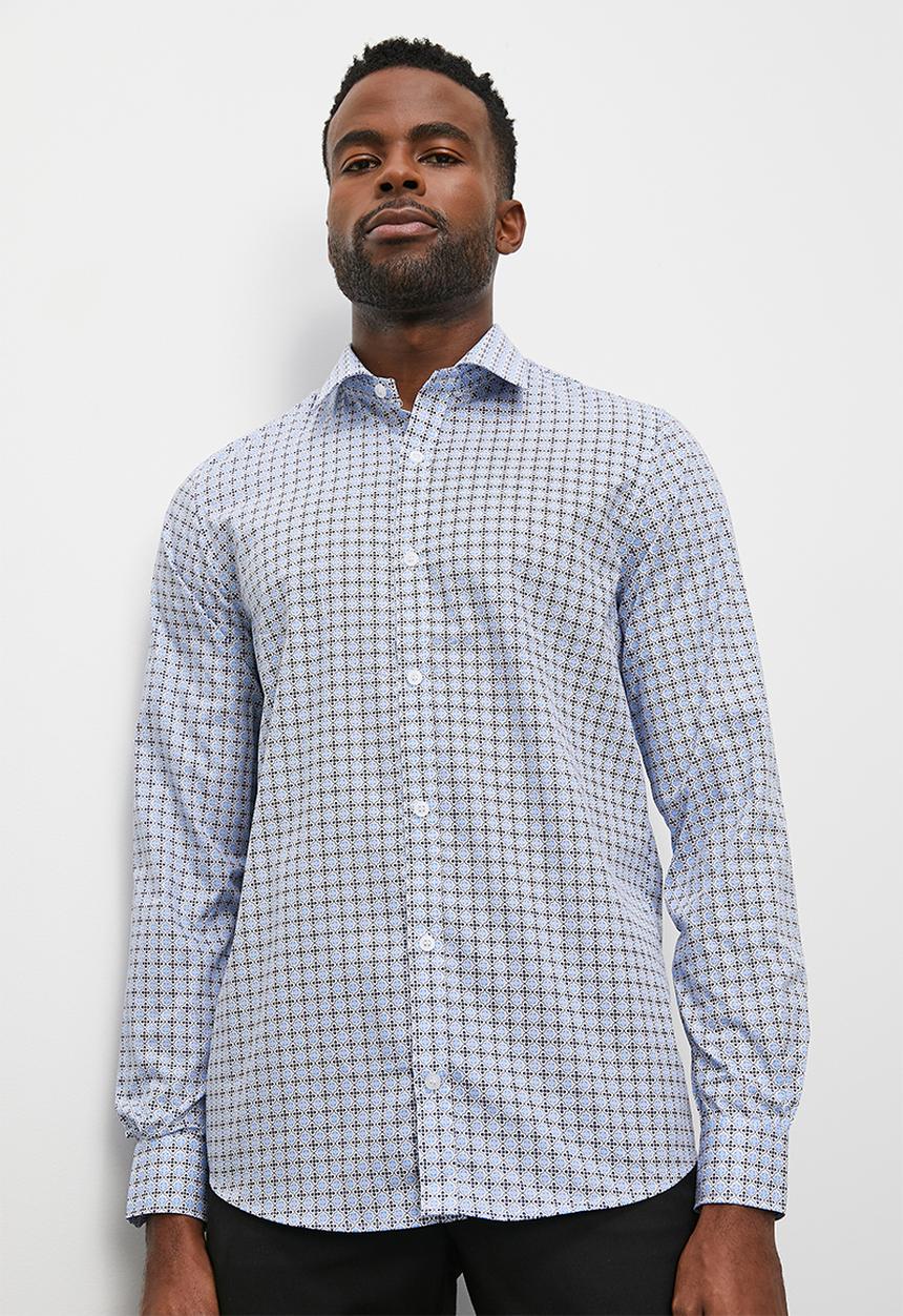 Superbalist - All over print l/s minimal shirt - blue