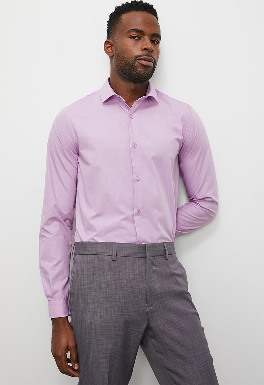 Superbalist - Easy care slim fit shirt - lilac