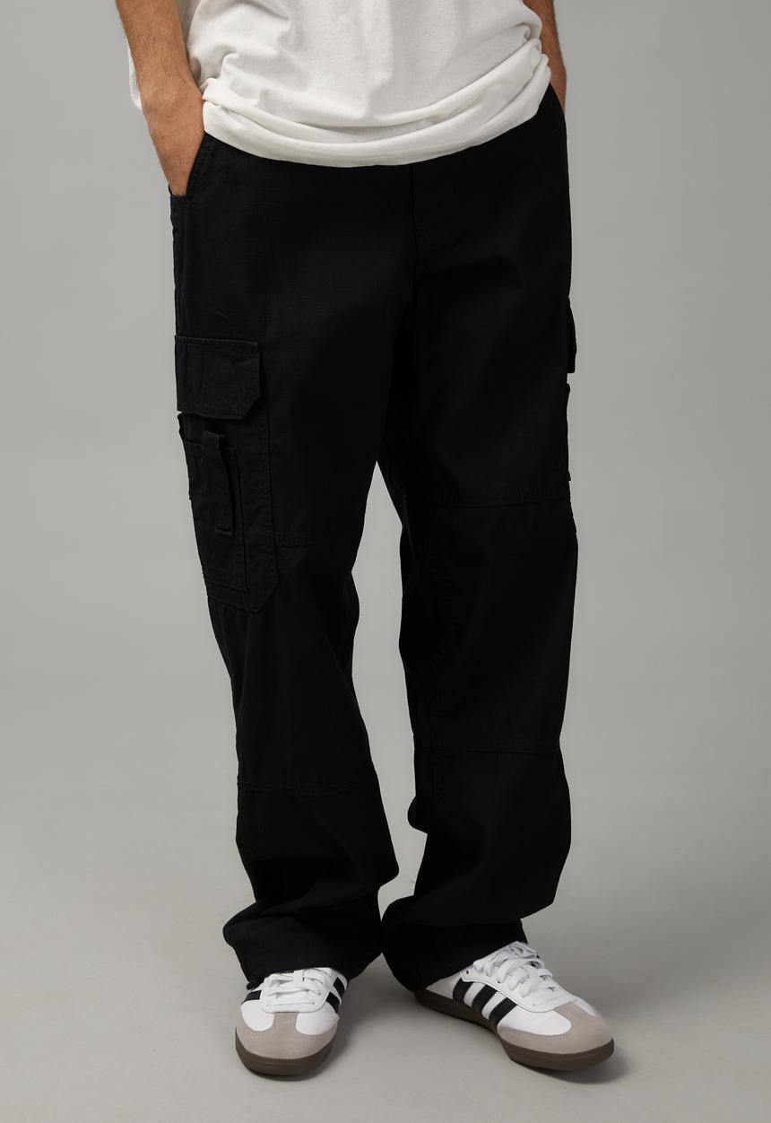 Factorie - Baggy rip stop cargo pant - black