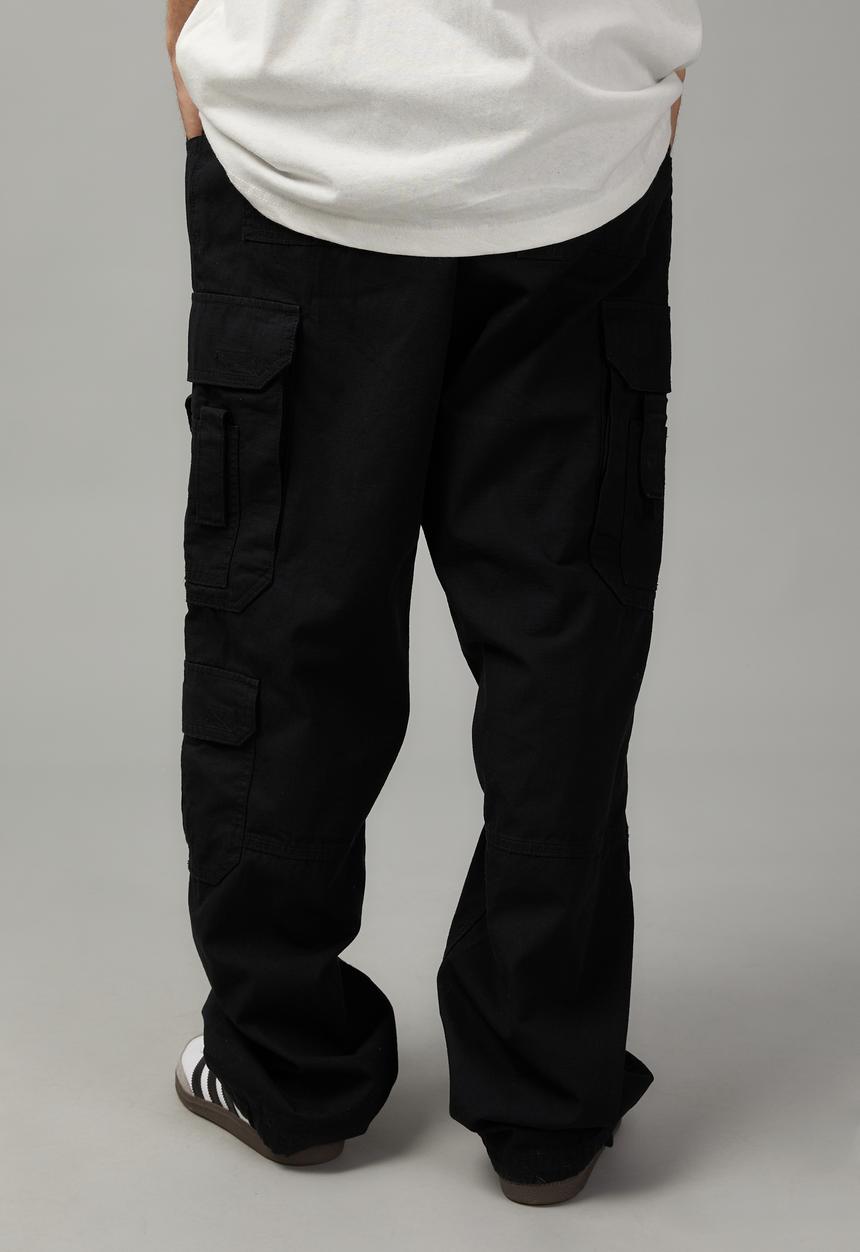 Factorie - Baggy rip stop cargo pant - black