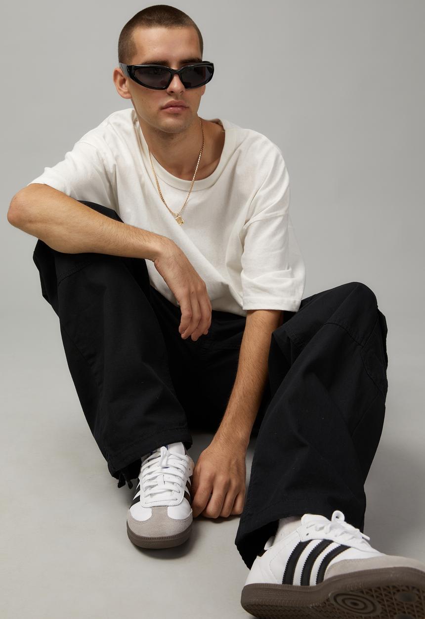 Factorie - Baggy rip stop cargo pant - black