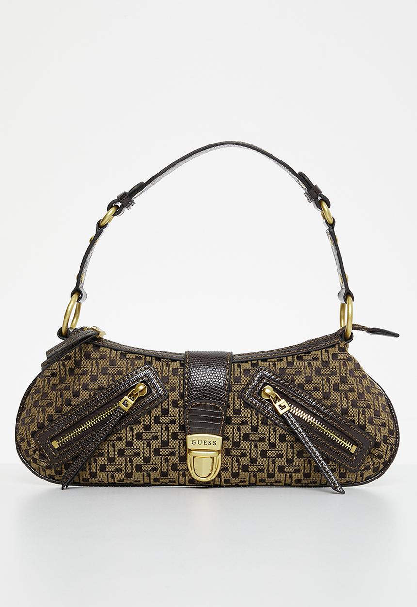 GUESS - Belle vintage tp zip shldr bag - brown logo