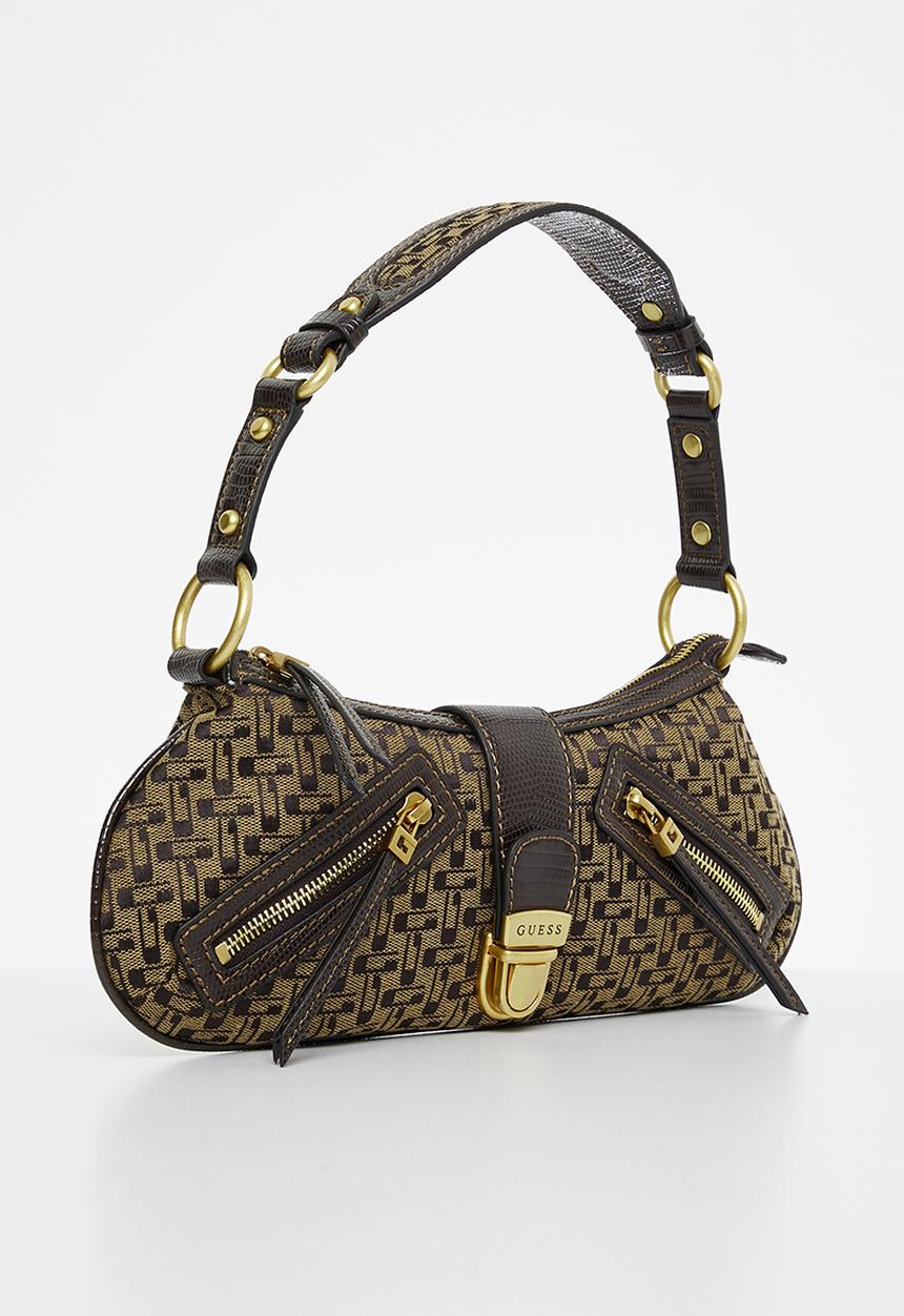 GUESS - Belle vintage tp zip shldr bag - brown logo
