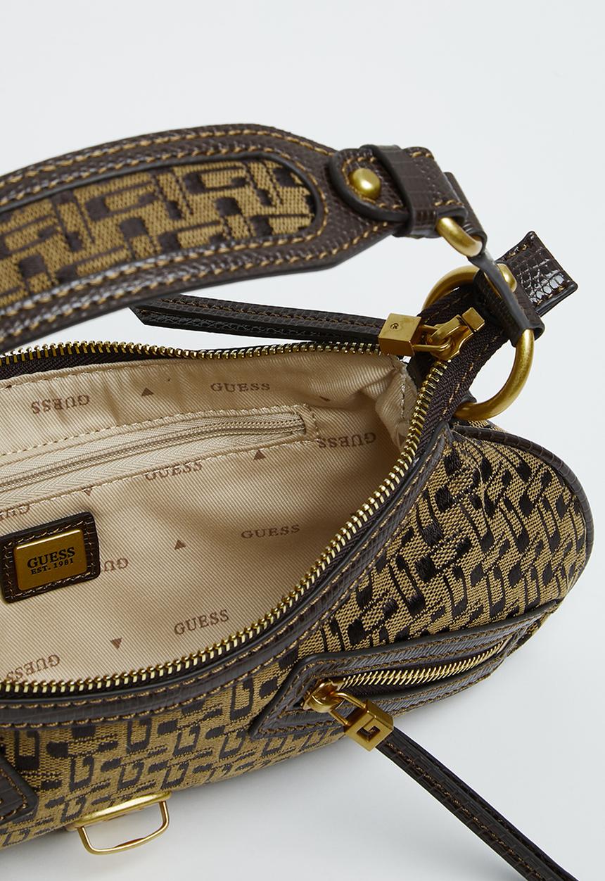 GUESS - Belle vintage tp zip shldr bag - brown logo