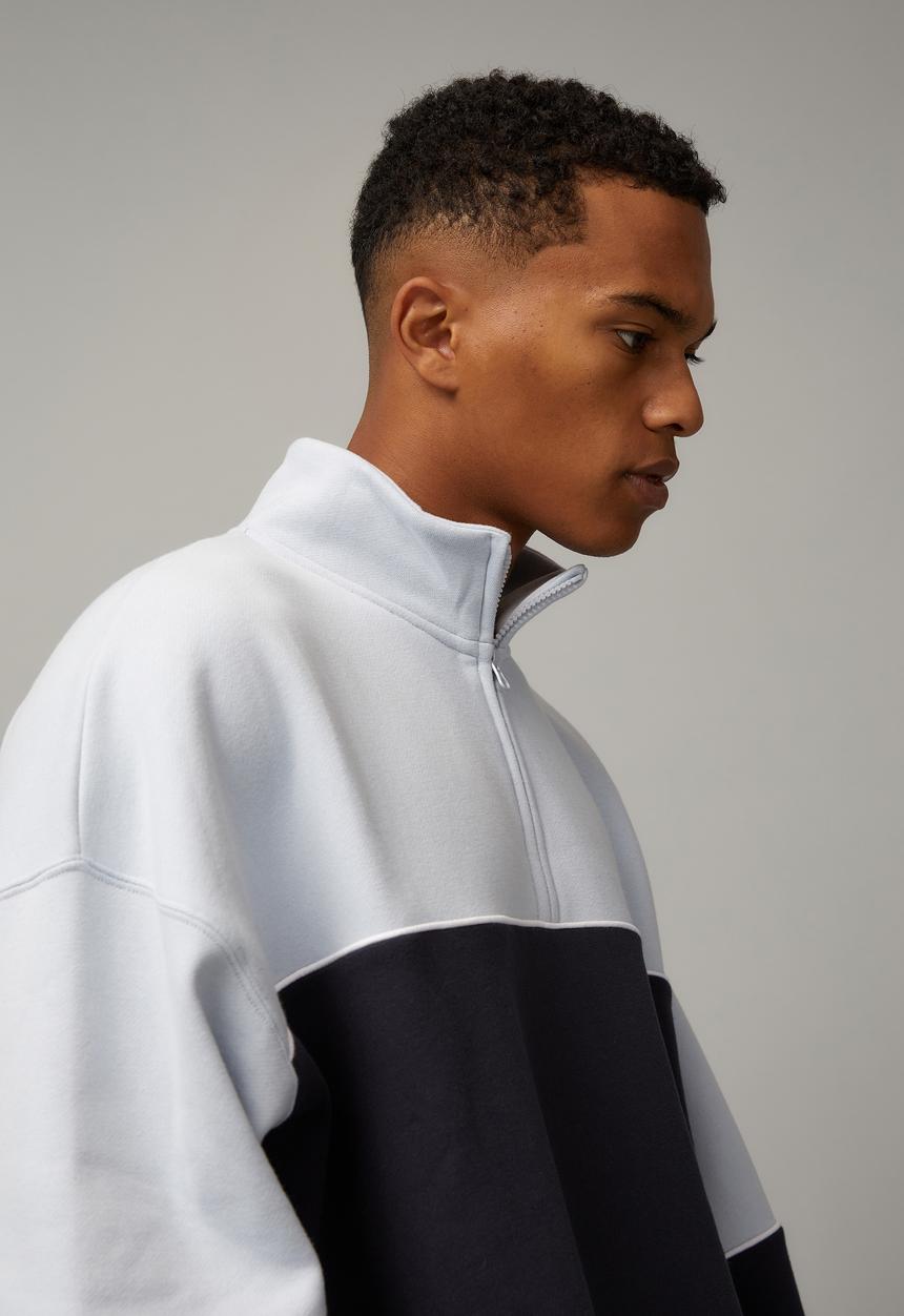 Factorie - Boxy qtr zip crew - artic ice navy/uc