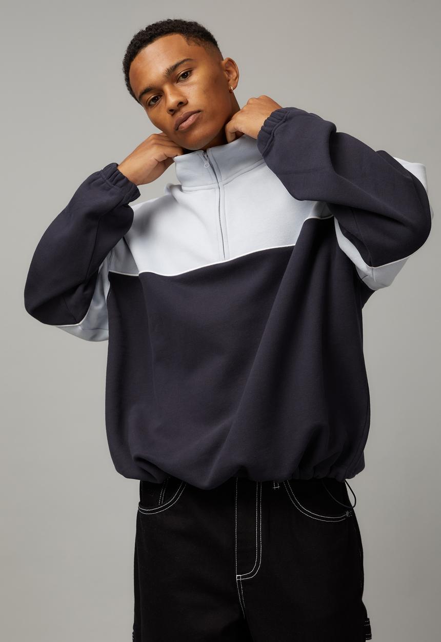 Factorie - Boxy qtr zip crew - artic ice navy/uc