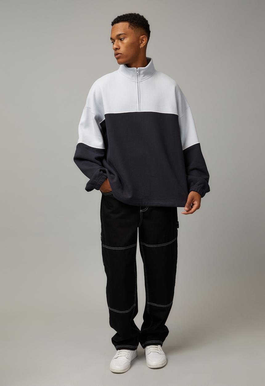 Factorie - Boxy qtr zip crew - artic ice navy/uc