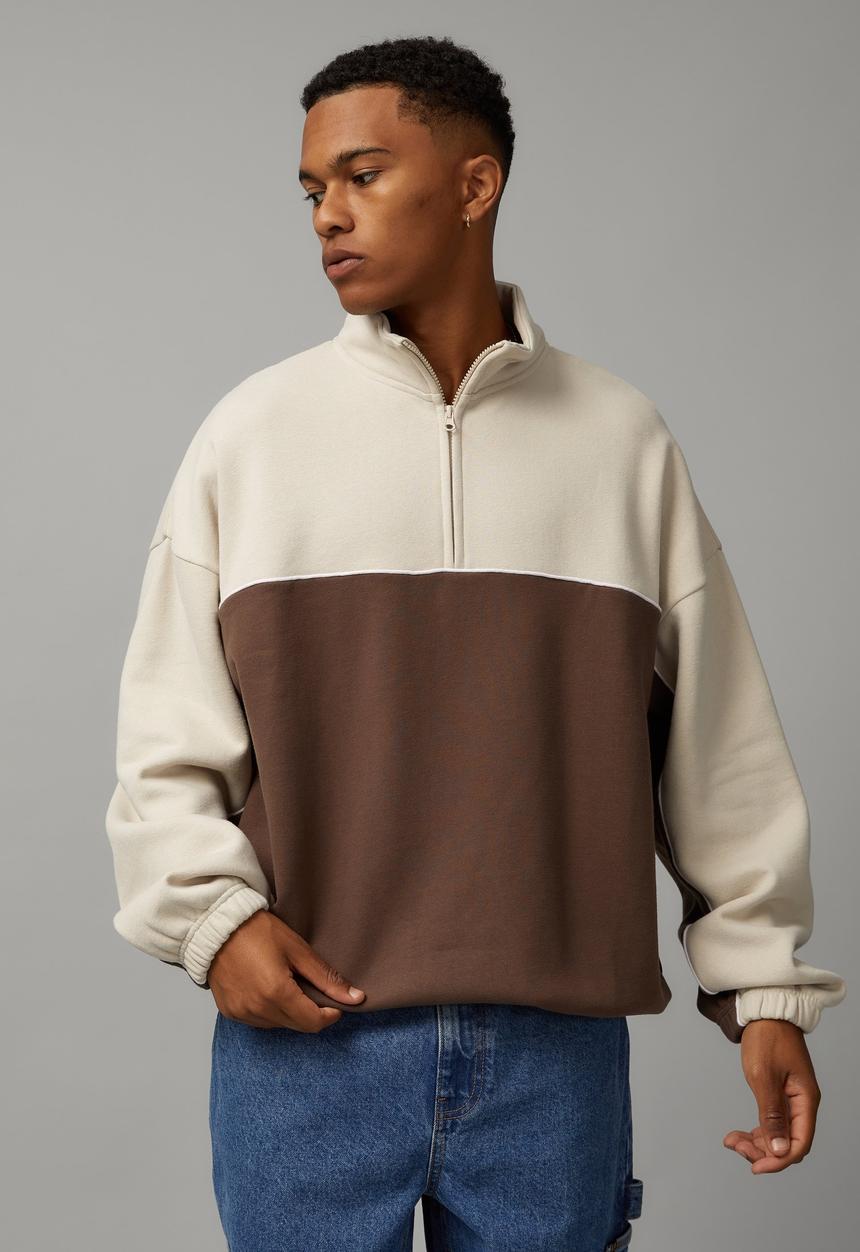 Factorie - Boxy qtr zip crew - cedar beige/uc