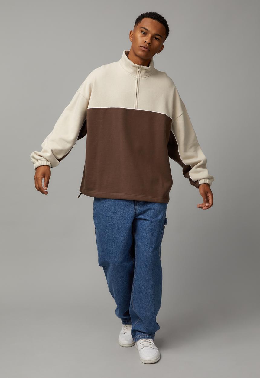 Factorie - Boxy qtr zip crew - cedar beige/uc