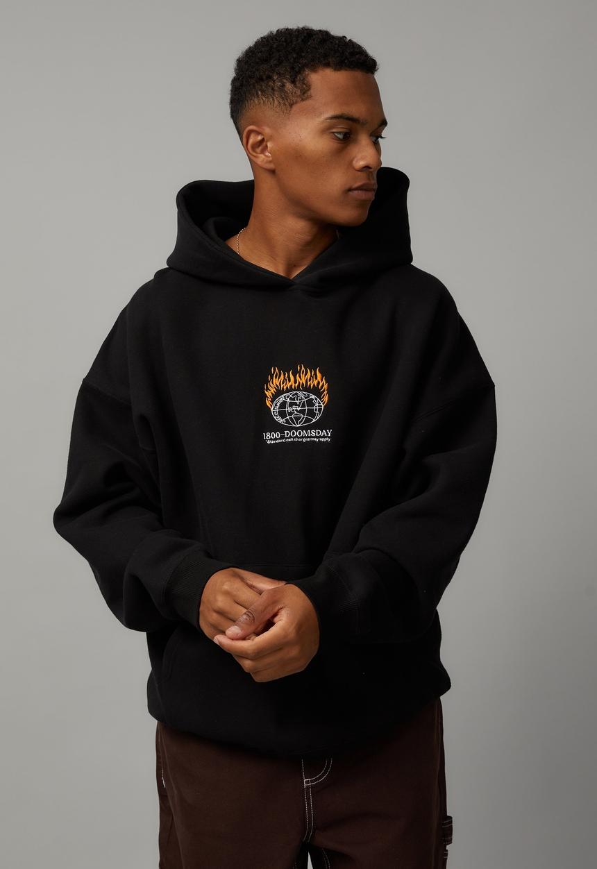 Factorie - Baggy graphic hoodie - black/doomsday