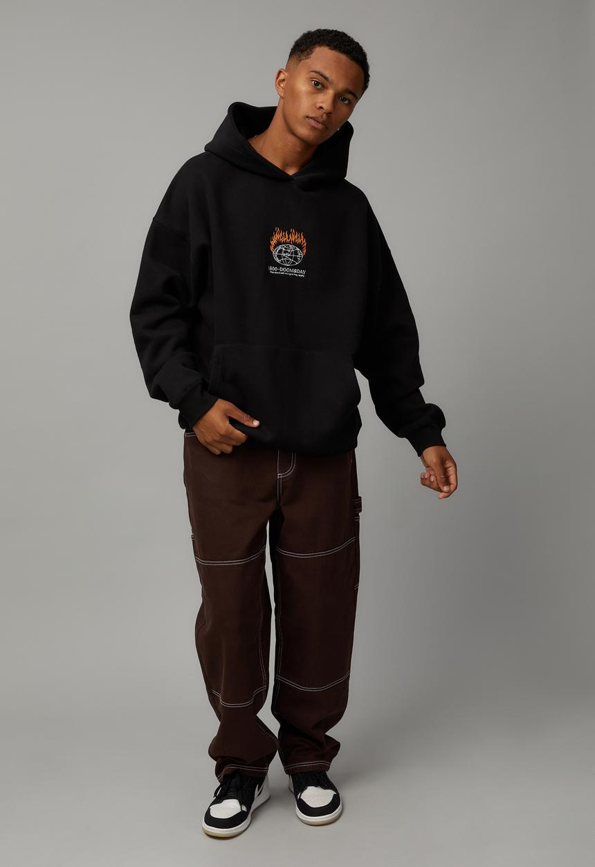 Factorie - Baggy graphic hoodie - black/doomsday