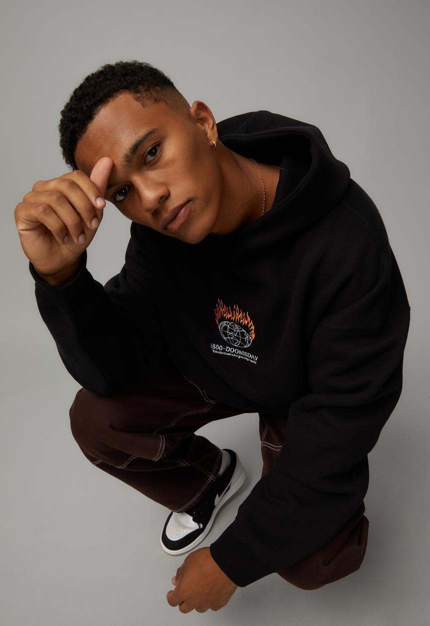 Factorie - Baggy graphic hoodie - black/doomsday