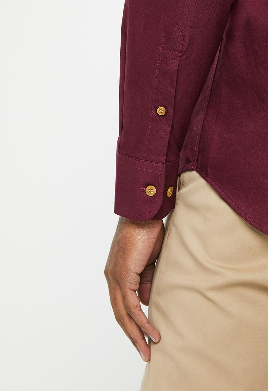 POLO - Mens oxford long sleeve shirt - burgundy 