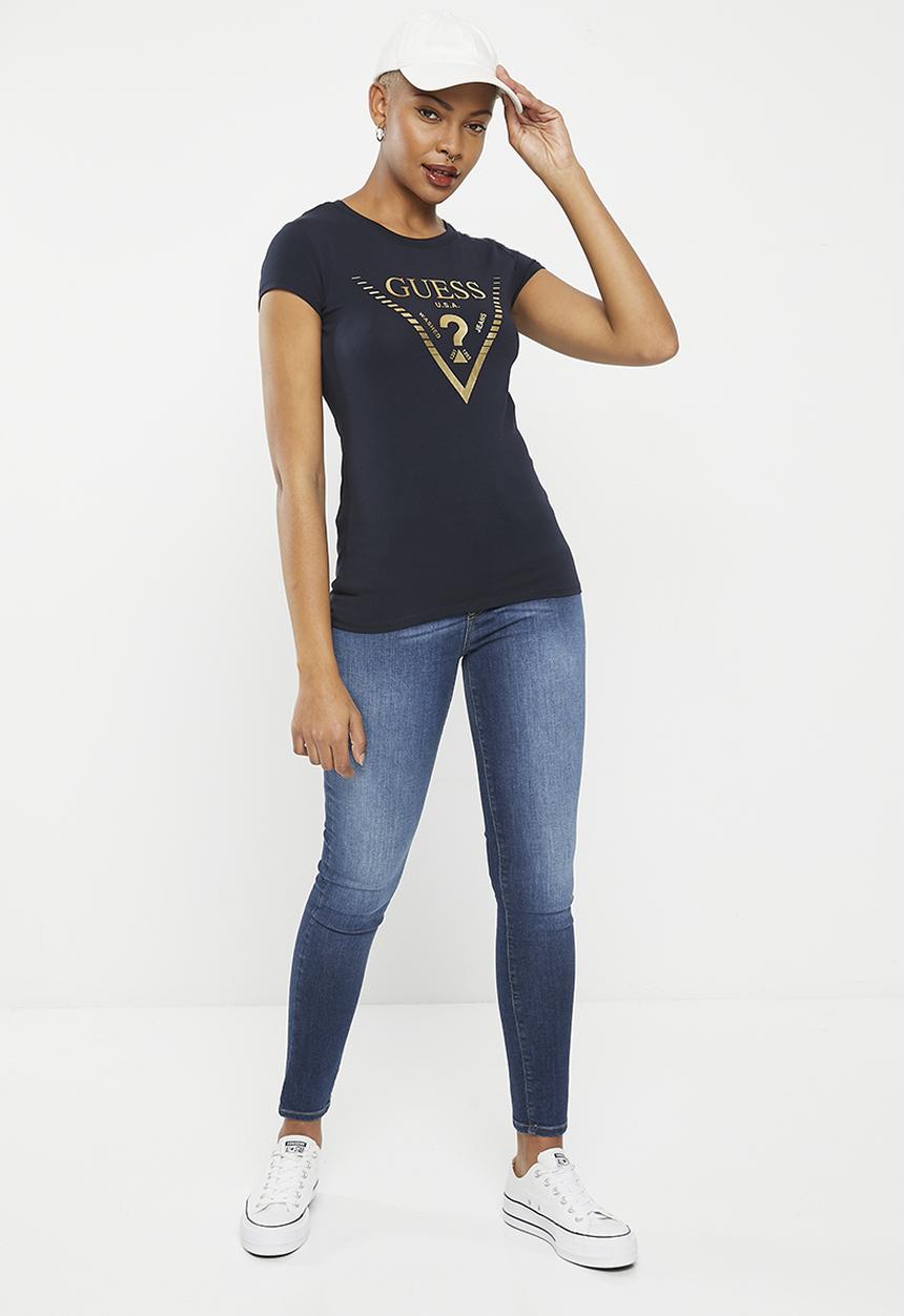 GUESS - Lds short sleeve Triangle Tee - Navy