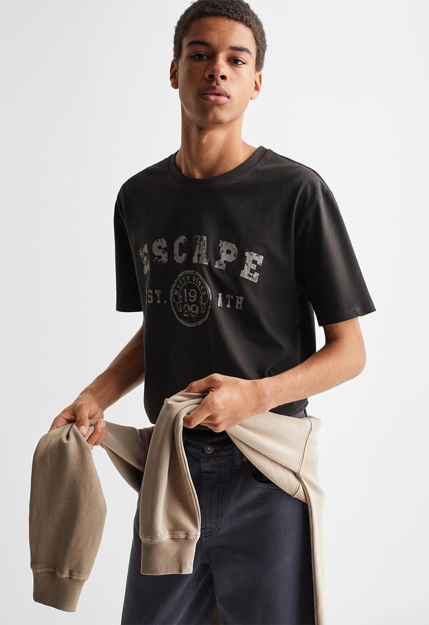 MANGO - T-shirt escape - black