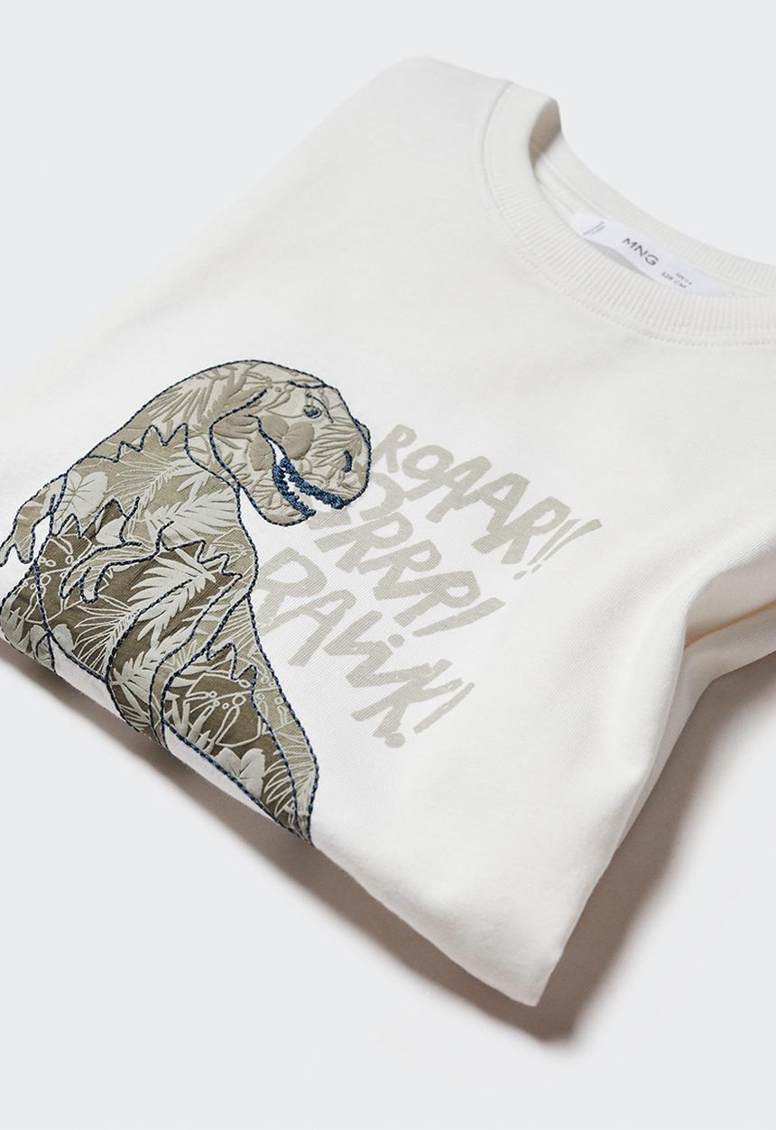 MANGO - T-shirt camo - off white