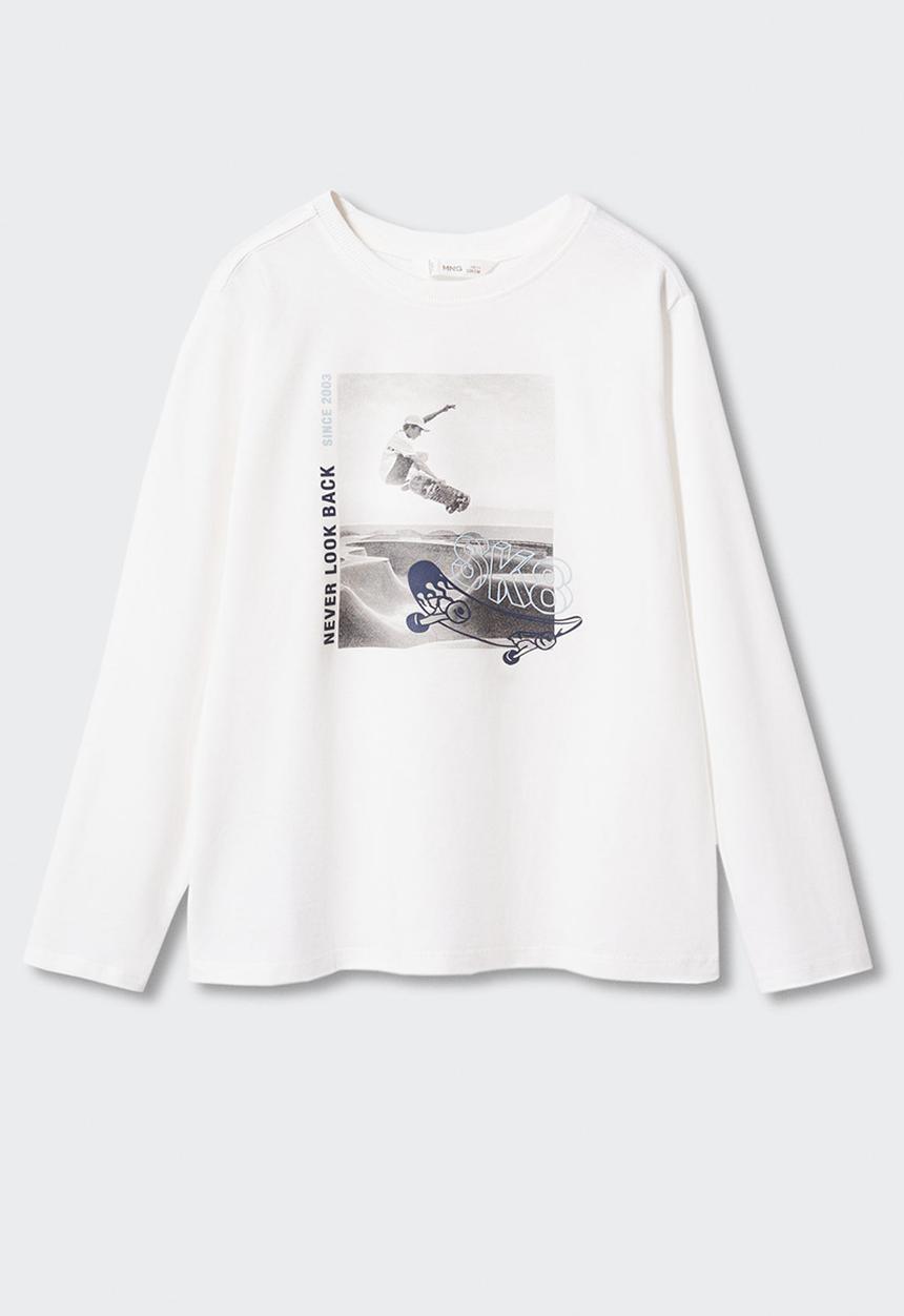 MANGO - T-shirt fototext - off white