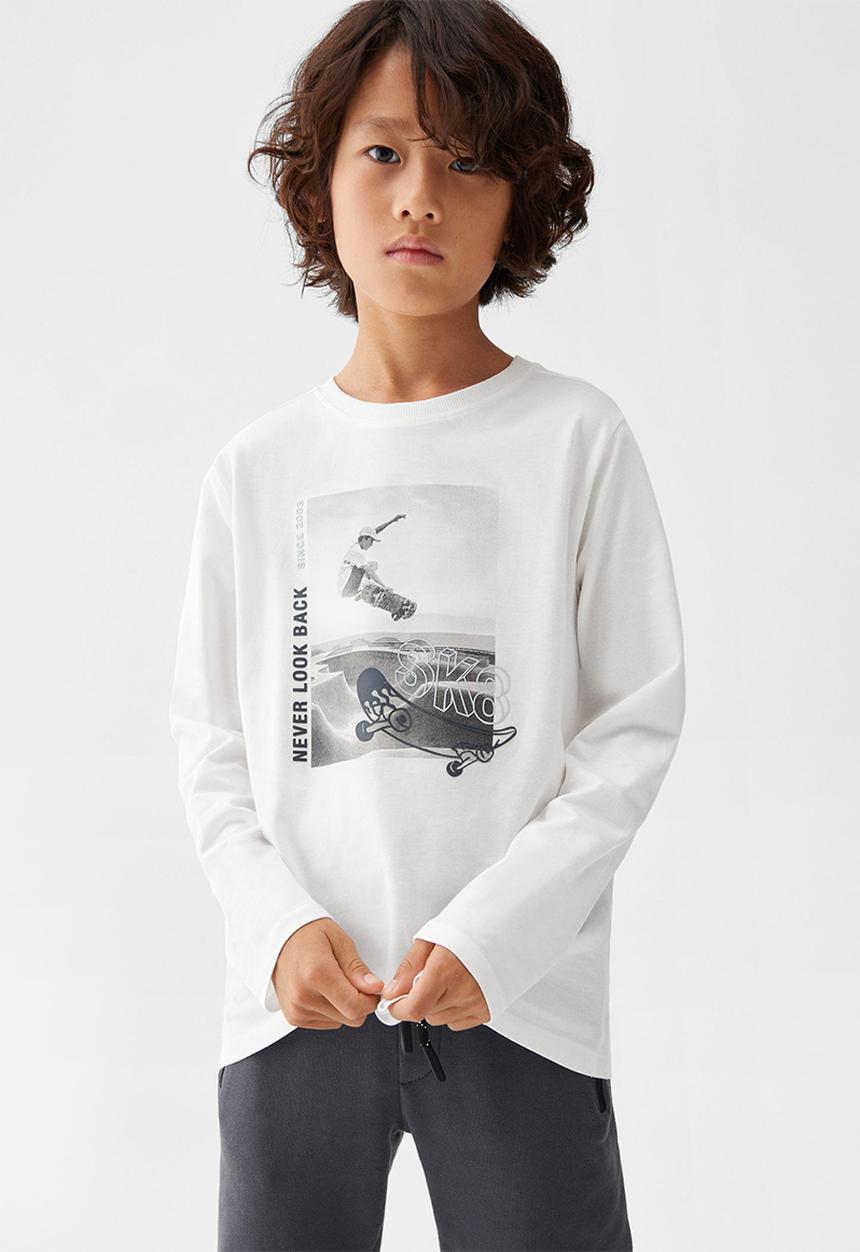 MANGO - T-shirt fototext - off white