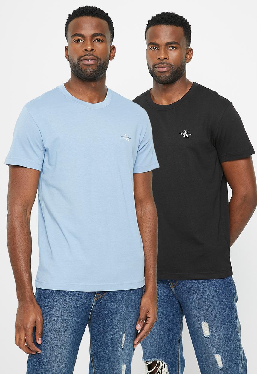 Calvin Klein - 2 Pack monologo T-shirt - iceland blue & ck black