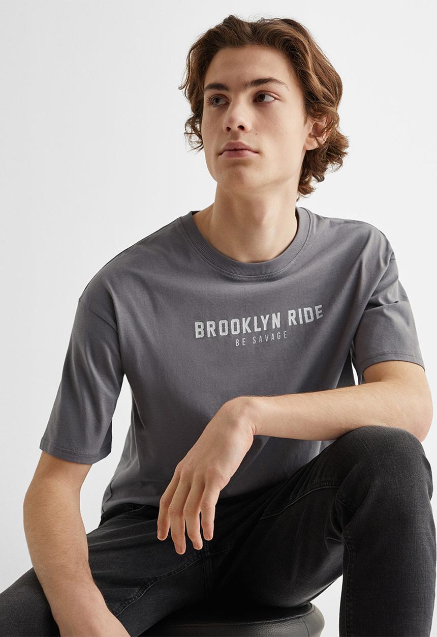 MANGO - T-shirt leo - charcoal