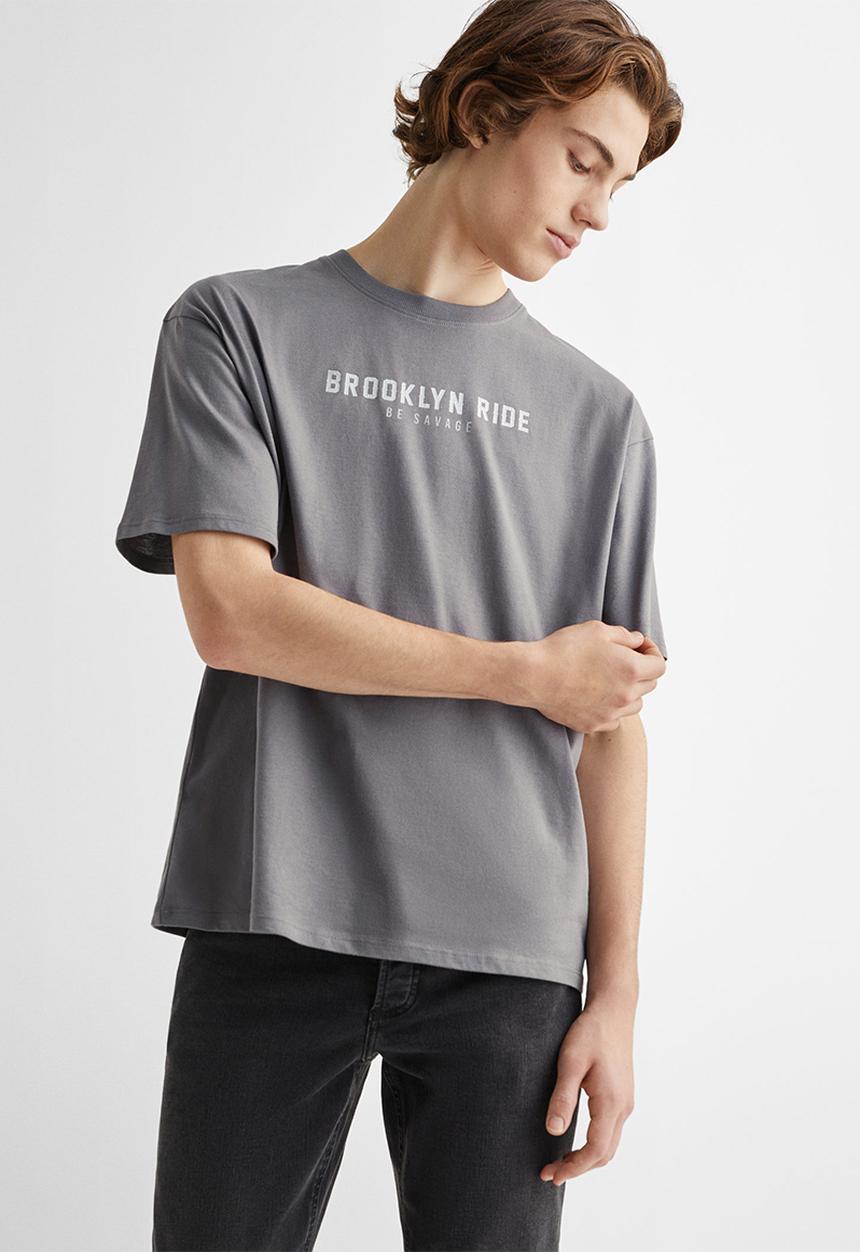 MANGO - T-shirt leo - charcoal