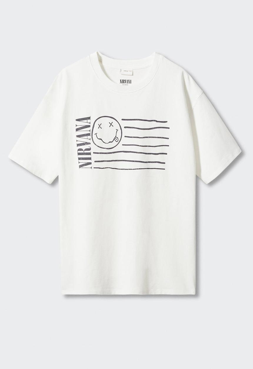 MANGO - T-shirt nirvana3 - off white