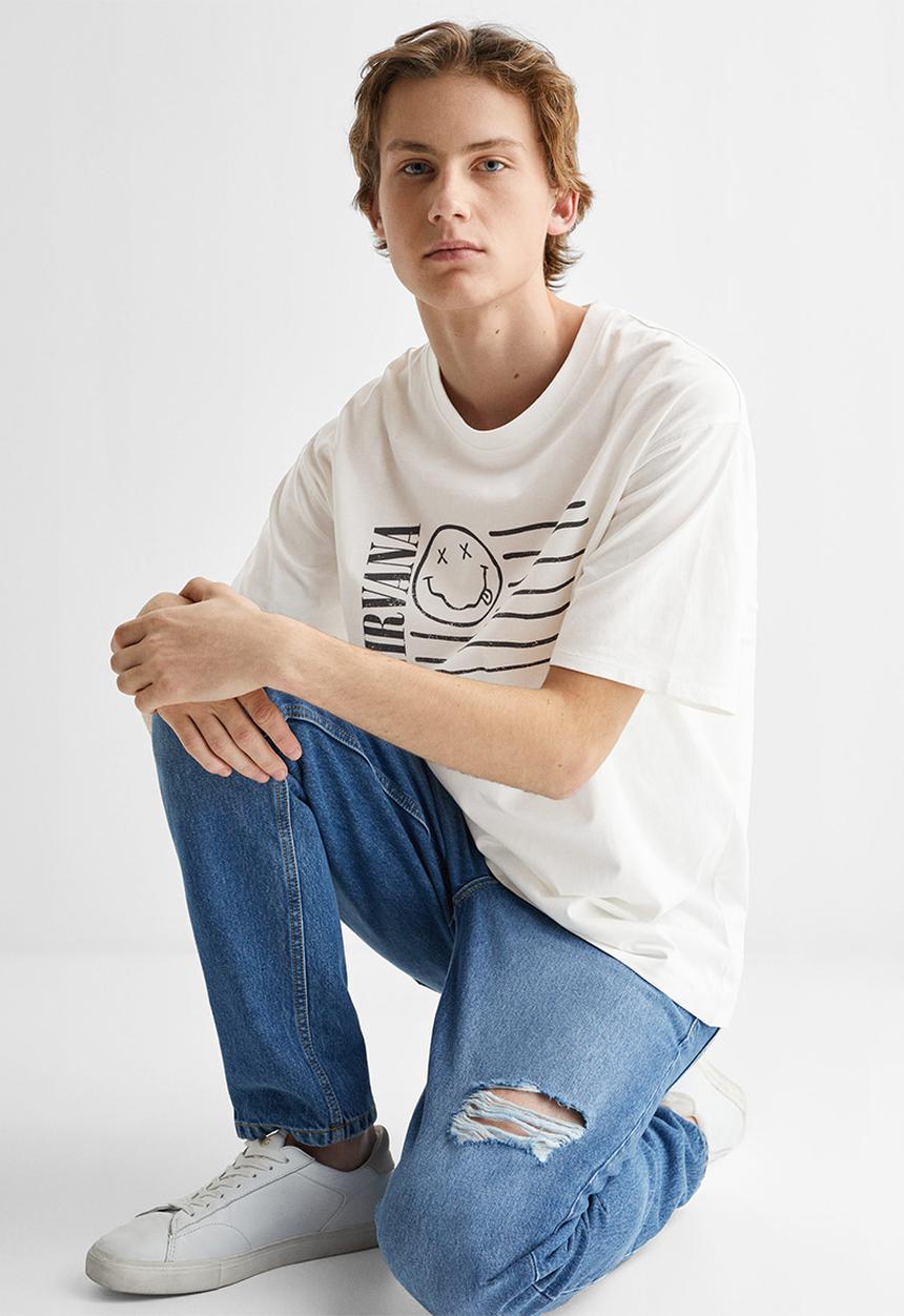 MANGO - T-shirt nirvana3 - off white