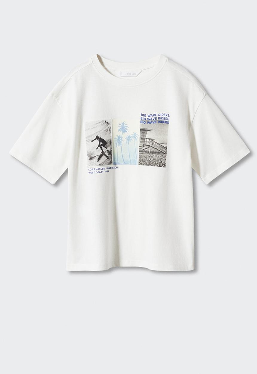 MANGO - T-shirt long - off white