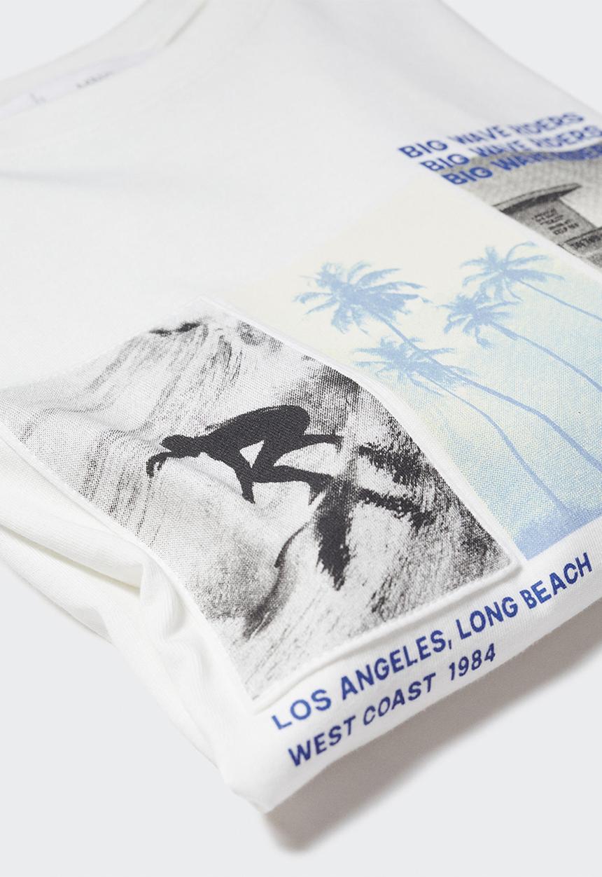 MANGO - T-shirt long - off white