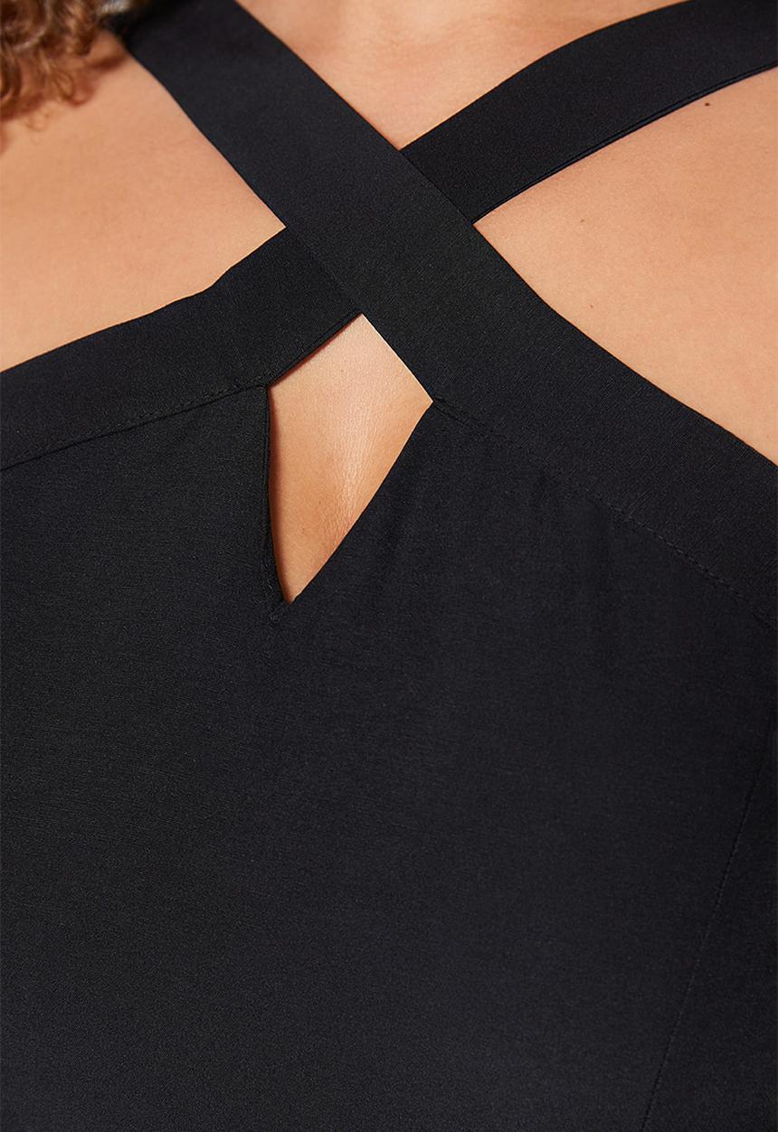 Trendyol - Plus cross strap dress - black