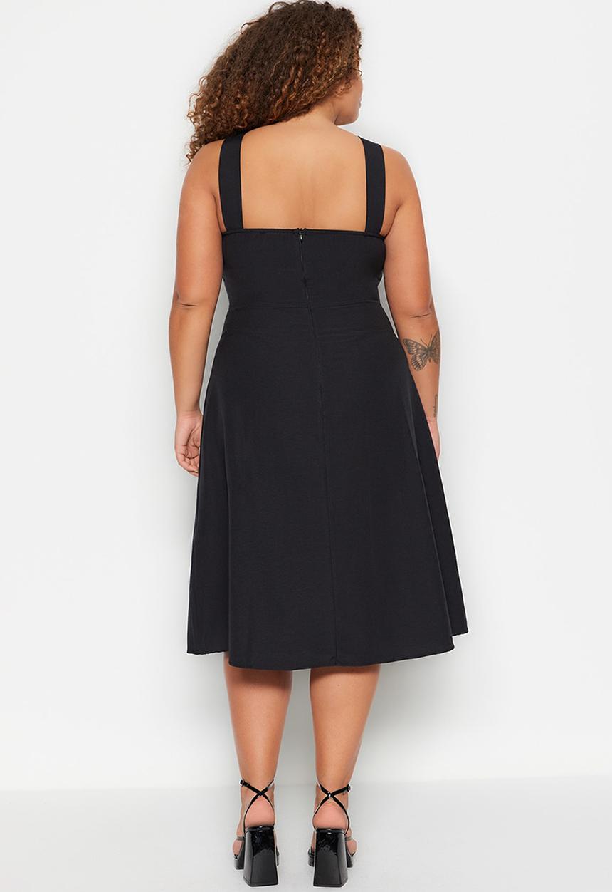 Trendyol - Plus cross strap dress - black