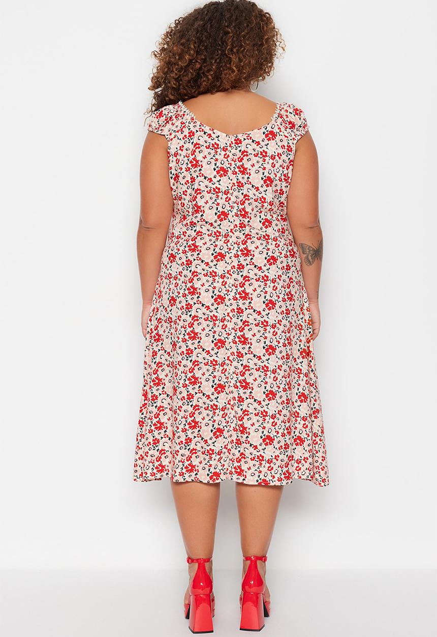 Trendyol - Plus floral cap sleeve dress - multi