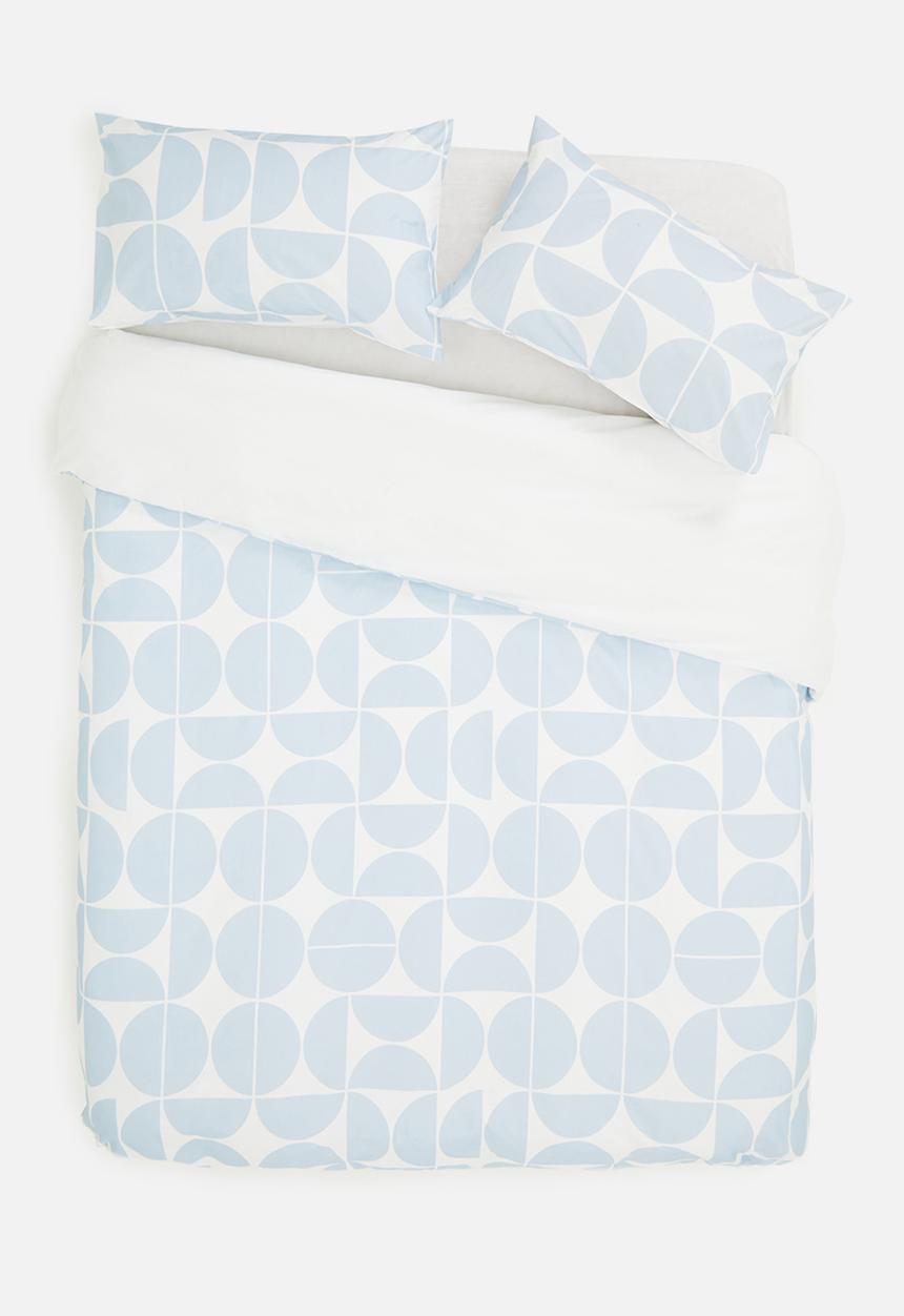 Sixth Floor - Lunar printed polycotton duvet cover set - blue