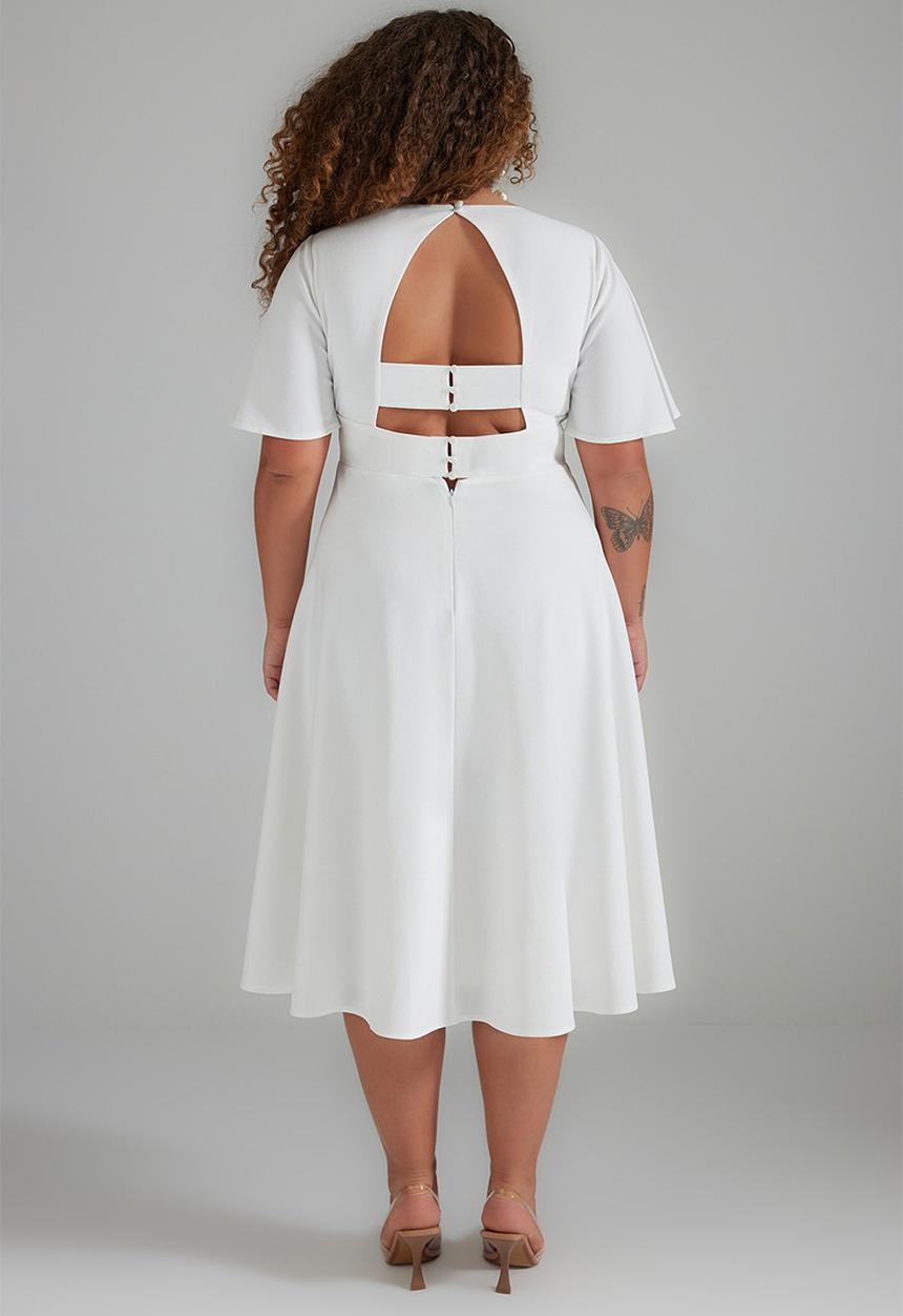 Trendyol - Plus bell sleeve a-line dress - white