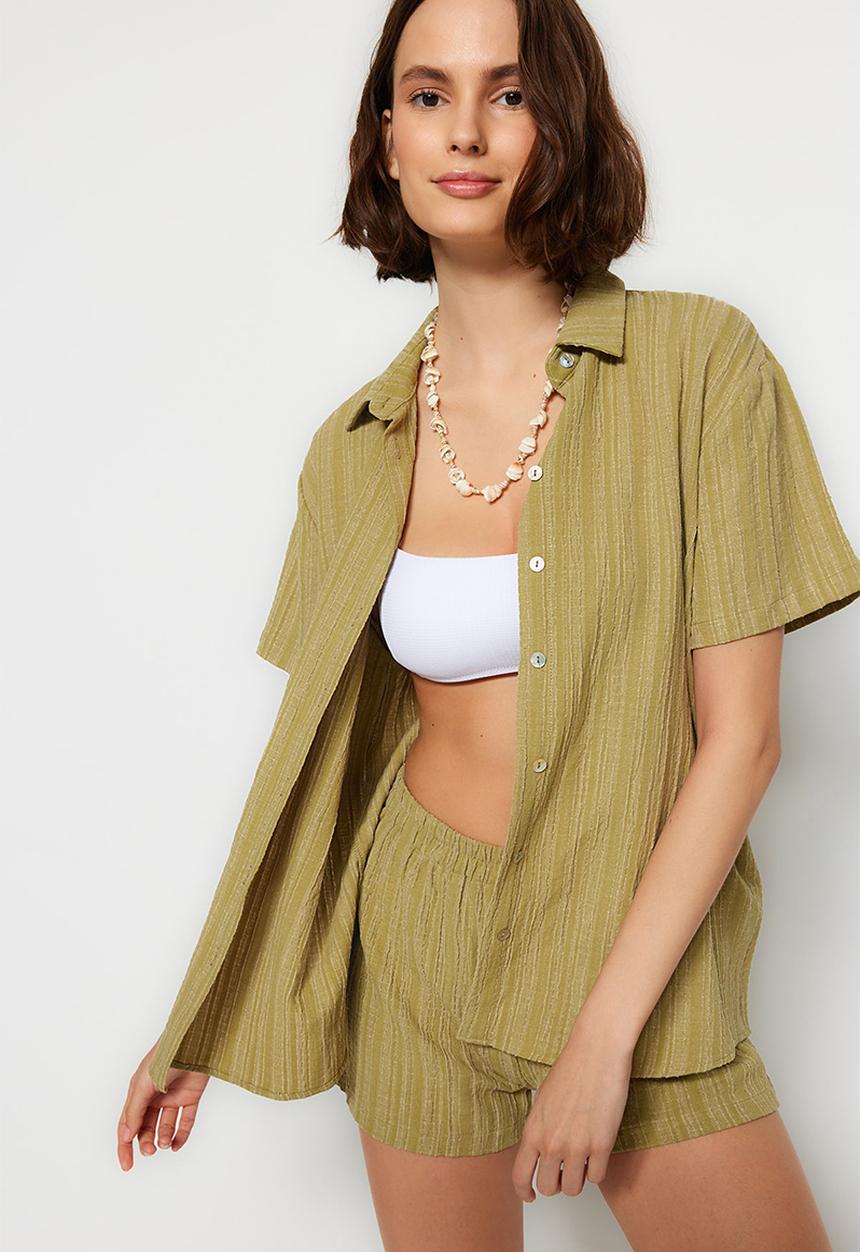 Trendyol - Two piece oversize shirt & short set - green