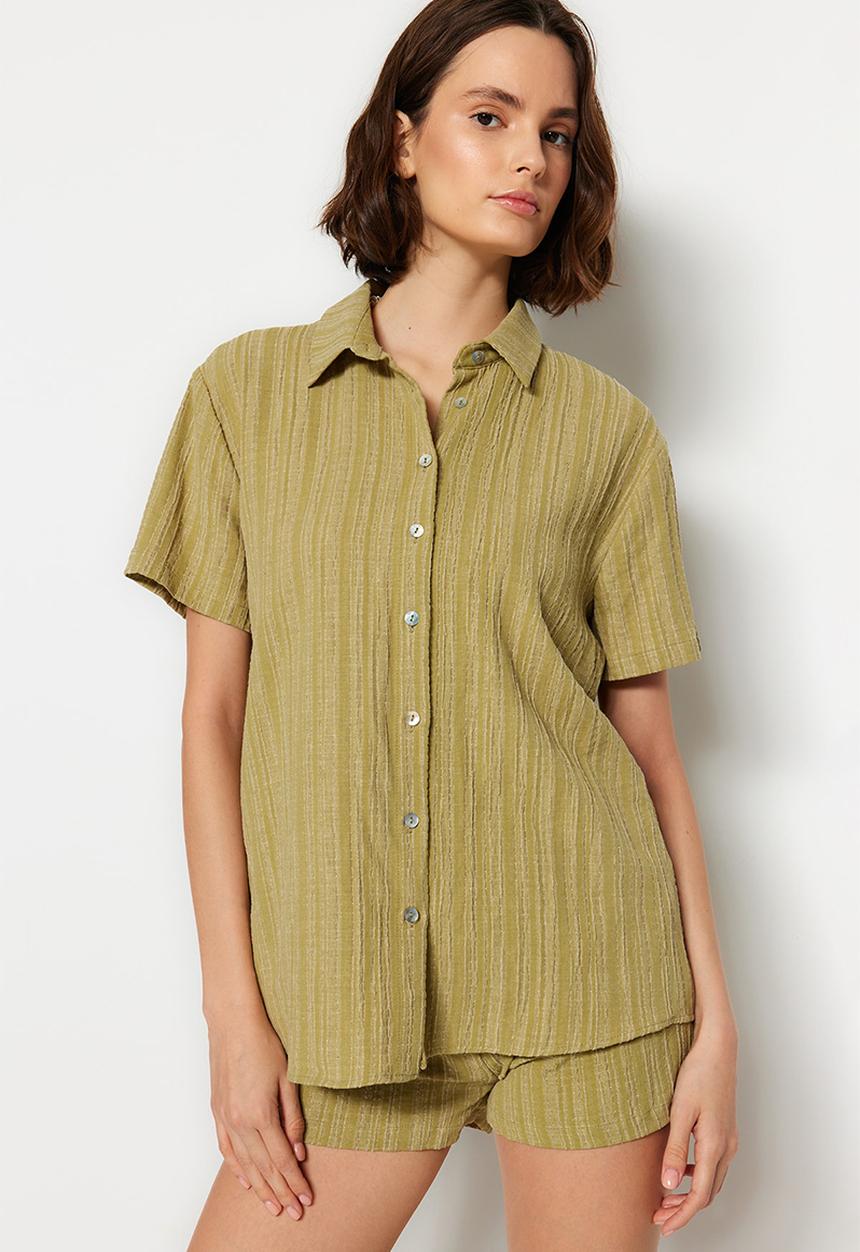 Trendyol - Two piece oversize shirt & short set - green