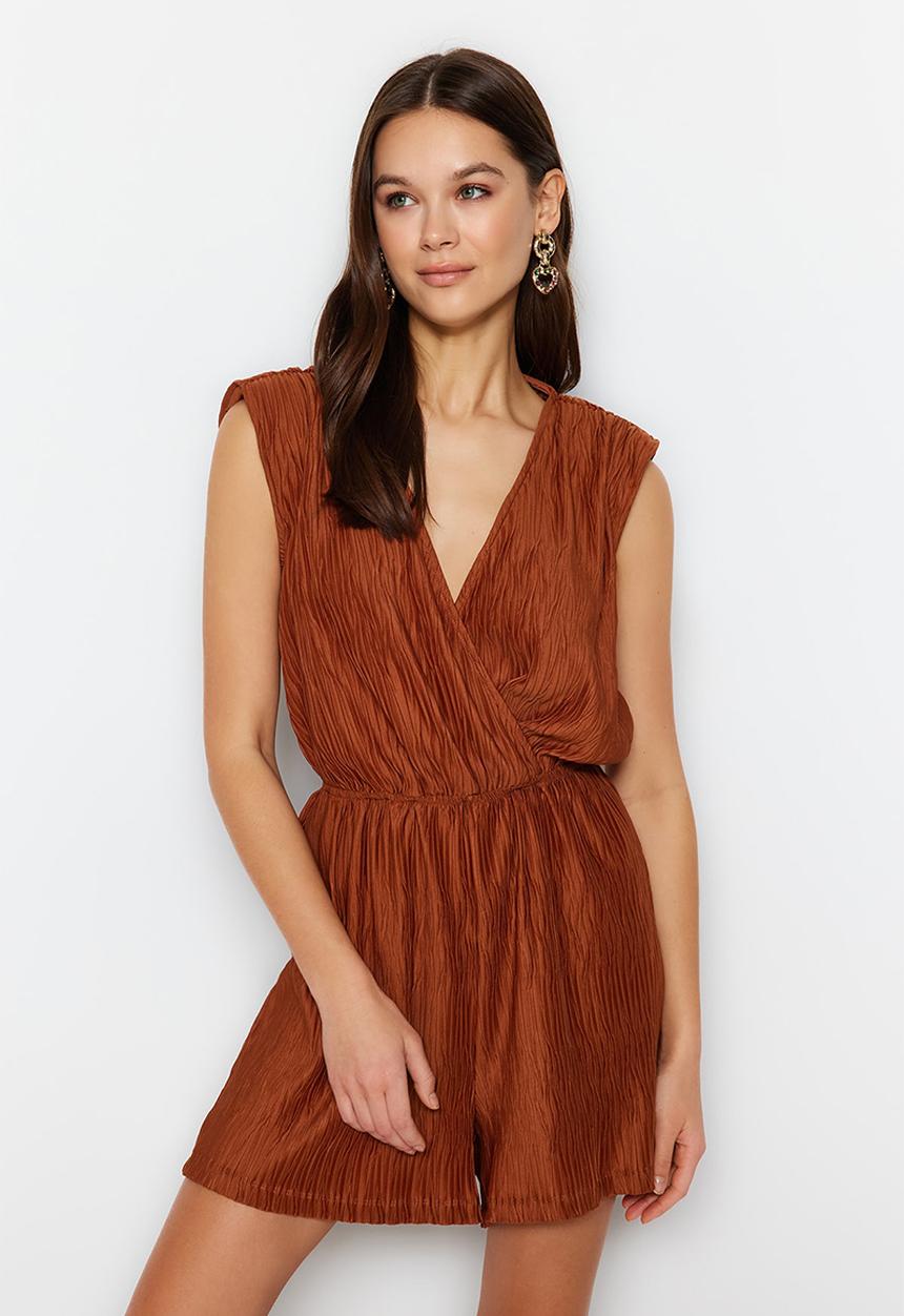 Trendyol - Wrap wide leg jumpsuit - cinnamon