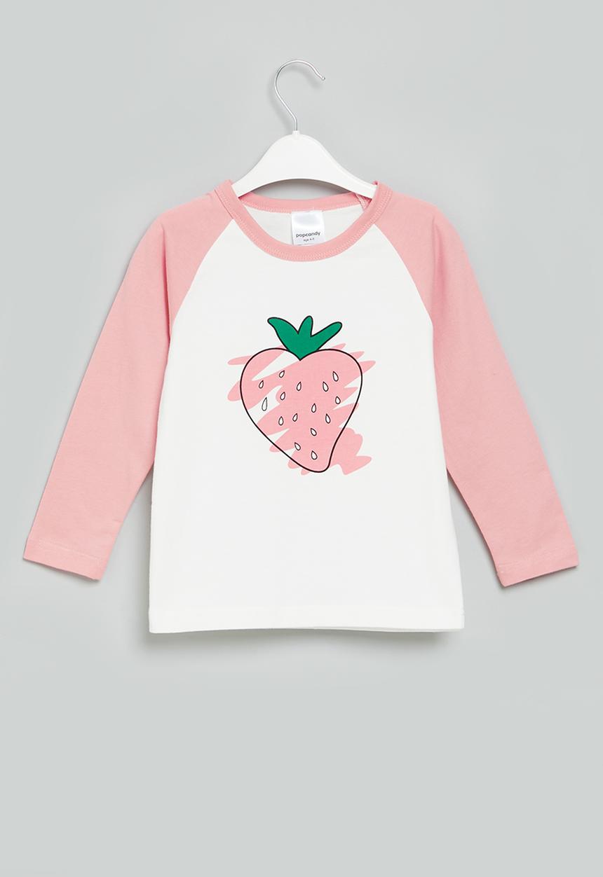Pop Candy - Girls raglan tee - pink & white