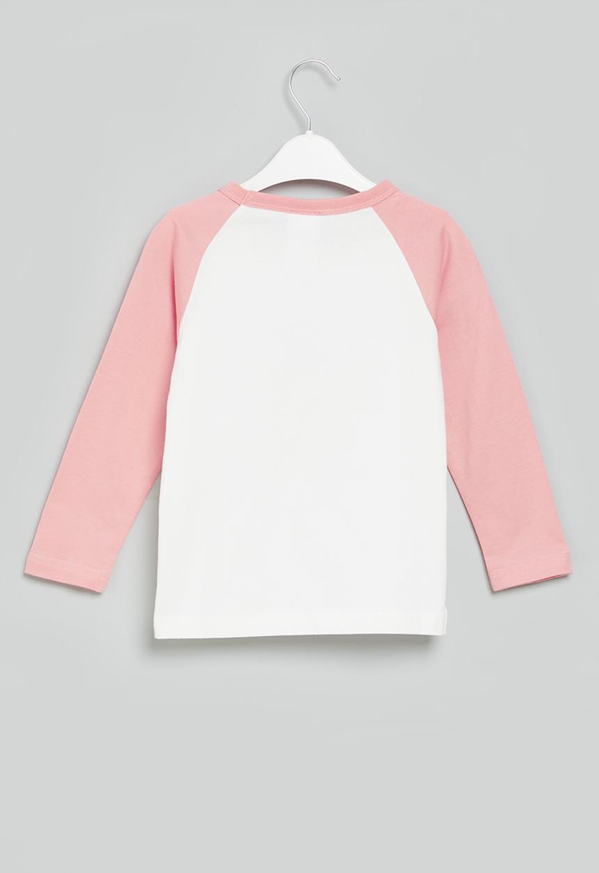 Pop Candy - Girls raglan tee - pink & white