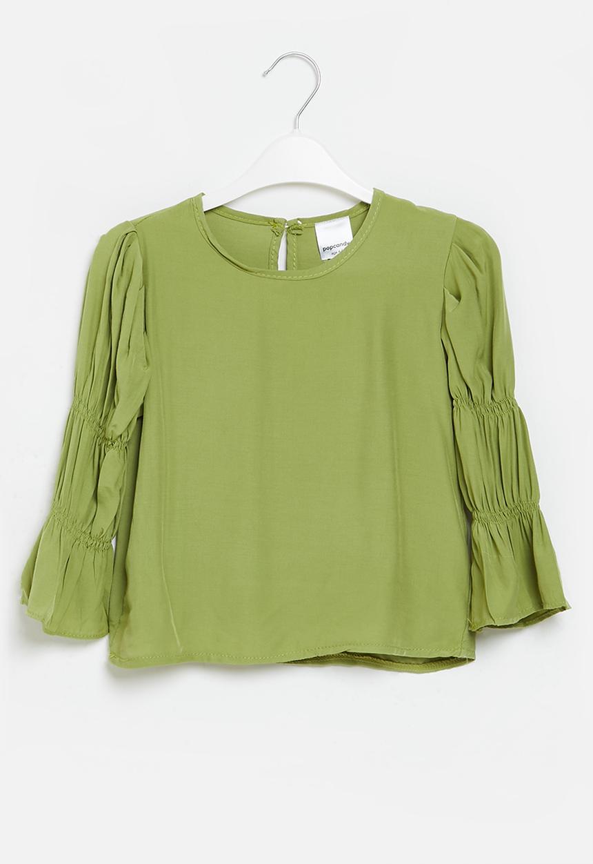 Pop Candy - Girls puff sleeve blouse - green
