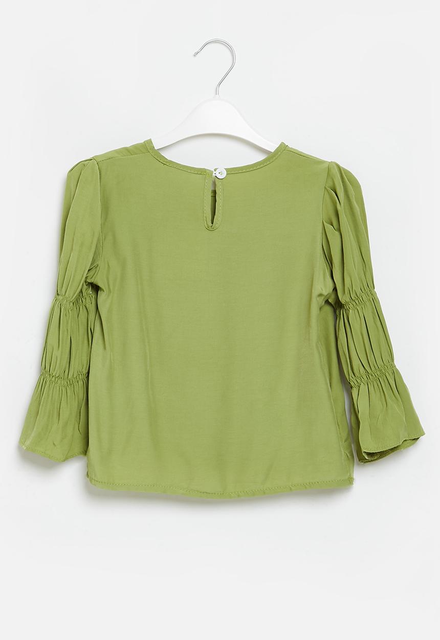 Pop Candy - Girls puff sleeve blouse - green
