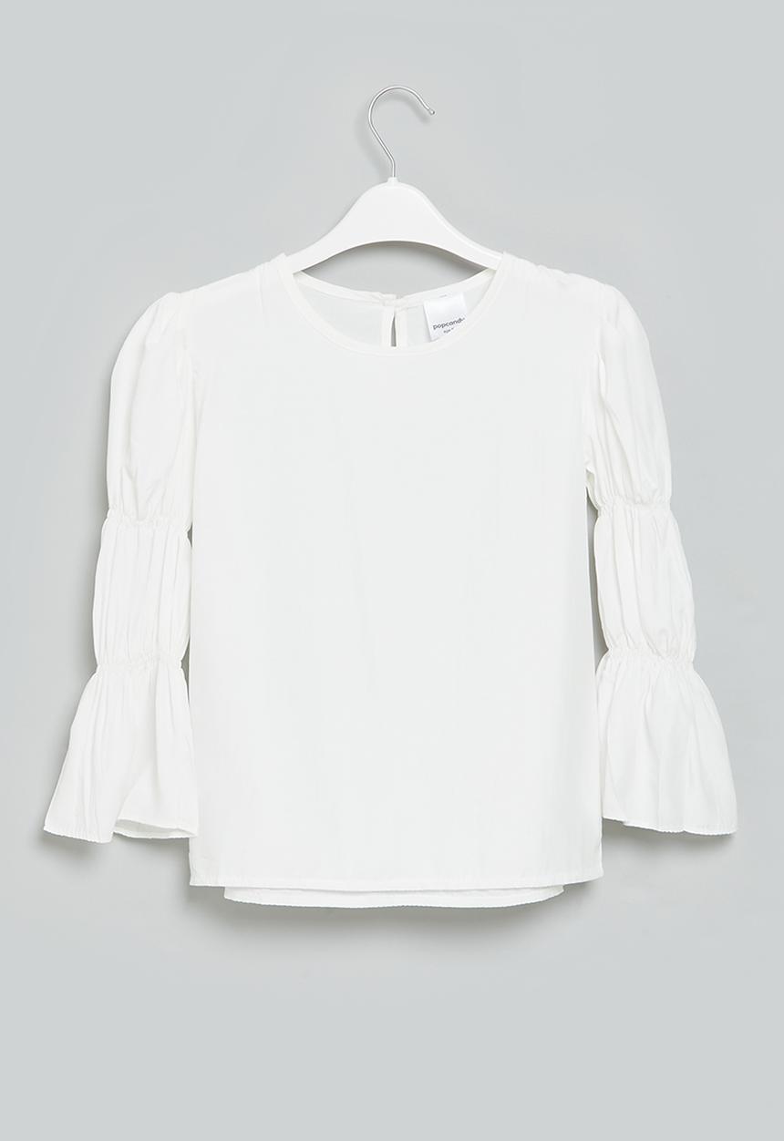 Pop Candy - Girls puff sleeve blouse - white