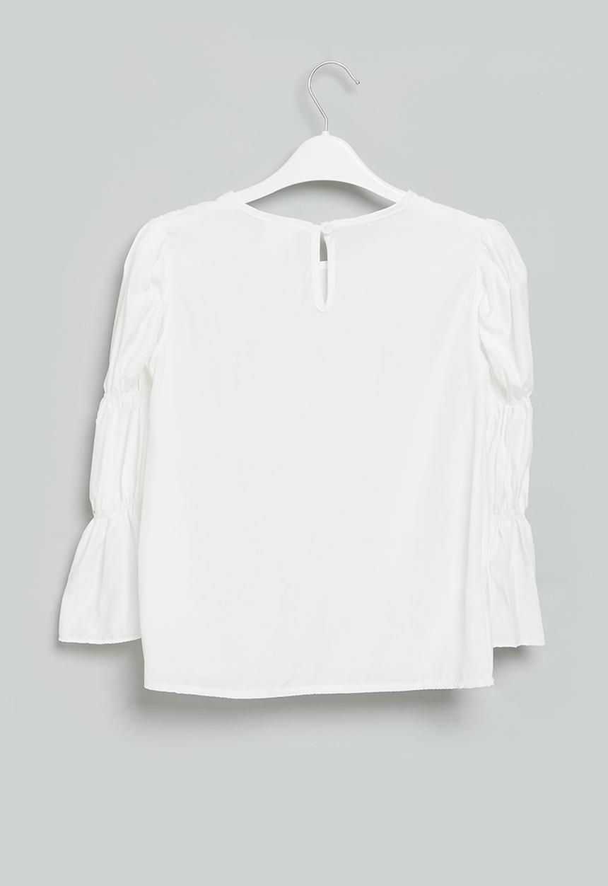 Pop Candy - Girls puff sleeve blouse - white